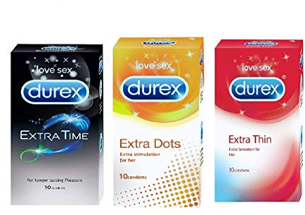 Durex Extended Pleasure (12s), Feel Thin (12s) And Excite Me (12s) Condoms- (Combo Of 3)