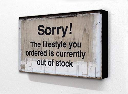 Banksy Sorry The Lifestyle you ordered is currently out of stock Horizontal 6 x 4 Inches Postcard Size Block Mounted Print