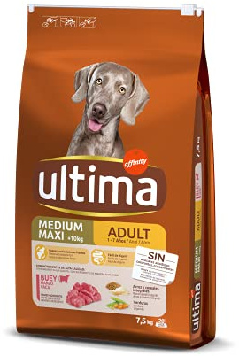 Ultima Medium-Maxi Adult Buey, Comida seca para perros, 7,5kg