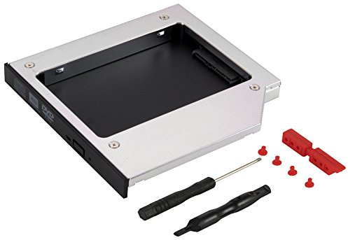 Poppstar Caddy SSD et HDD de 2,5 (7mm, 9,5mm, 12,5mm), Adaptateur Disque Dur HDD Interne pour Baie de Lecteur CD-DVD Sata 3 de 12,7mm (Notebook, Ordinateur Portable, etc.)