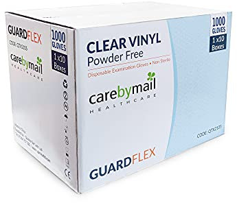 carebymail Healthcare CLEAR VINYL GLOVES - POWDER FREE, NON LATEX | 1 CASE (10 boxes of 100 Gloves, 1000 Gloves total) SMALL | MEDIUM | LARGE | X-LARGE (X-Large)