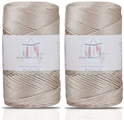 Makromecity 2 trådar makramégarn 2 mm x 230 m premium polyester makramérep polypropylen garn för hantverk heminredning platsplatta axelväska handväska löpare nappkedja 20 färger