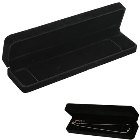 Vexquivera Jewelry Gift Box - Rectangle Velvet Display for Bracelet, Pendant, Long Chain, Necklace - Engagement, Thanksgiving, Birthday, Mother's Day, Xmas