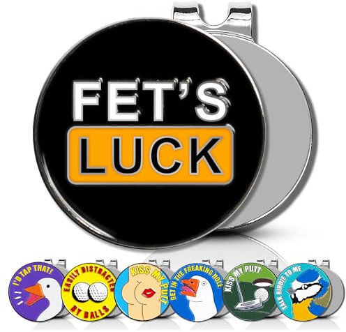 ClubSmith® Lustiger Golfballmarker mit magnetischem Hutclip, lustige Golf-Worte, Premium-Ausrichtungsmarke, lustiges Golfzubehör & Geschenke für Männer und Frauen (Fet's Luck)