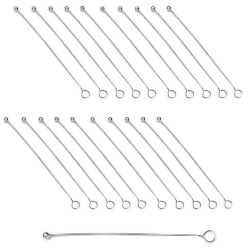 My-Bead 40 Stück Ösenstifte mit Kugel 70mm 925 Sterling Silber Kettelstifte Eye Pins Juweliers- Qualität DIY