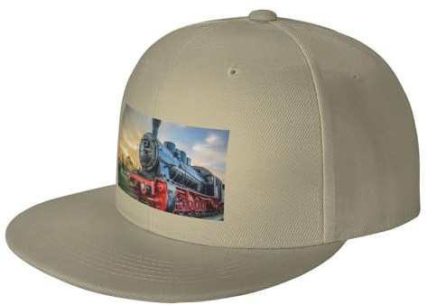 TRESILA Casquette de baseball à visière plate et réglable – Train à vapeur – Casquette de baseball élégante à bord plat, confortable, protection solaire pour homme et femme, naturel, taille unique