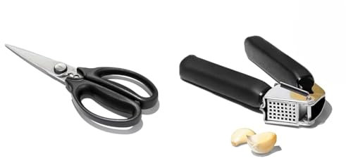 OXO Good Grips Kitchen & Herb Stainless Steel Scissors & Good Grips Garlic Press