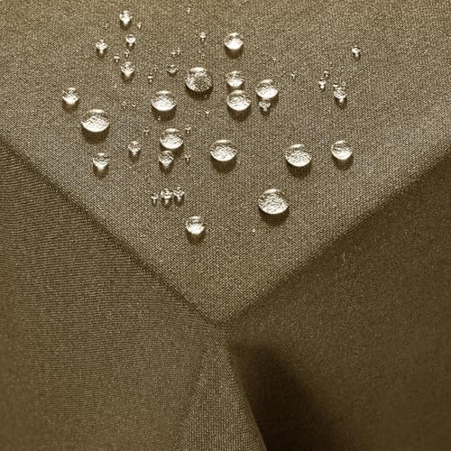 Deconovo Mantel Antimanchas Rectangular - Mantel Impermeable para Mesa, Estilo Lino, Resistente y Fácil de Limpiar, Ideal para Cocina y Comedor - Oeko-Tex®, 130×220 CM, Lino Oscuro