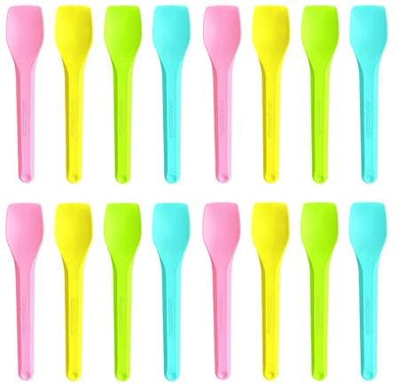 GreenWorks 100 Count Small Compostable Ice Cream Spoons,3.75 Inch Tiny Multi-colored Mini Spoons for Honey Sugar Jam