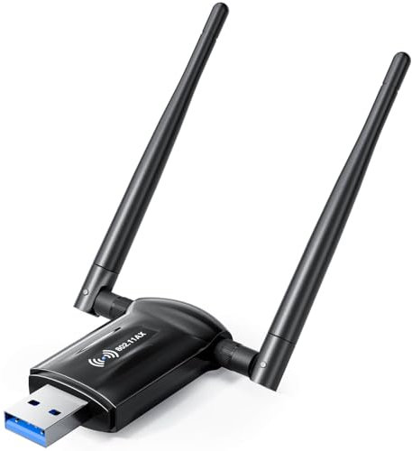 Adaptador WiFi USB para PC de sobremesa, Nineplus 1800Mbps 5.8G/2.4G Wi-Fi 6 USB 3.0 adaptador inalámbrico con antena 2x5dBi WiFi Dongle para PC de sobremesa, computadora portátil, tarjeta de red de