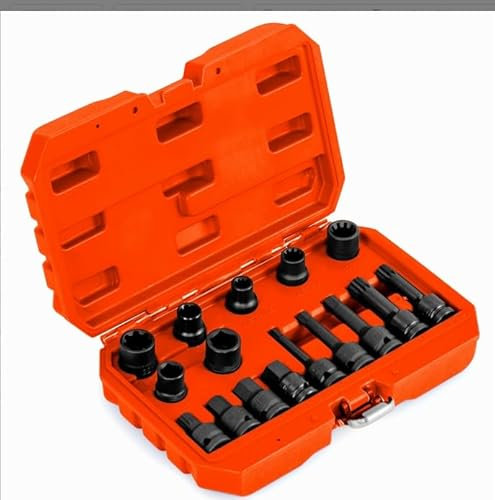 COSTWAY Set di Estrattori per Viti da 27 Pezzi, Kit di Rimozione Bulloni con Doppia Testa e Innesto da 3/8”, Estrattori Multi-Spline per Viti e Steli Strappati, Arrugginiti o Danneggiati (Arancione)