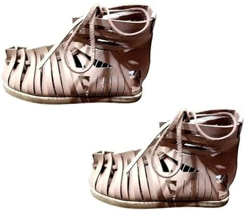 ebas Handmade Roman Caligae Leather Sandals, Light Brown, Lace Up (us13)