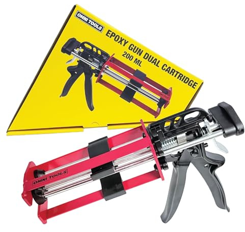 LAUCO Dual Cartridge Epoxy Gun 200 ml – Manual 1:1 and 2:1 Adhesive Applicator for Panel Bonding, Structural Epoxy, Fillers, and Plastic Repair (33093)