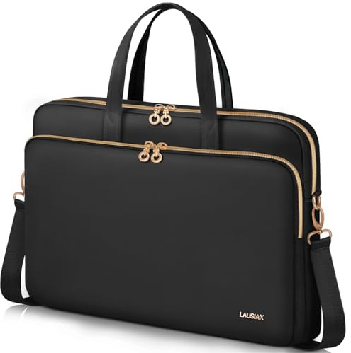 Lausiax Laptop Case Bag 15 15.6 16 inch for Women Men Compatible with 15/16 MacBook Pro/Air M5/M4/M3/M2/M1, HP OmniBook Pavilion, Surface Laptop, ASUS VivoBook, XPS 15, Lenovo, Acer, Samsung, Black