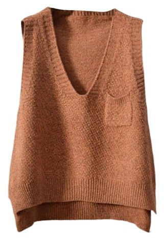 shownicer Pulls sans Manche Femme Col en V Tricoté en Gilet Oversize sans Manches Pull Gilet Veste Décontracté Débardeur Pull Automne Hiver