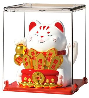 Lucky Cat Solar Car - Chat Chinois Saluant Solaire | Chat Mignon Énergie Solaire | Chat Chinois Agitant Le Bras Blanc Droit | Statue 'Voiture De Chat Chanceux Accueillant Les Chats |