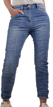 Karostar Dam stretch twill jeans | Slim boyfriend style | Dragkedja och knapp | 5 fickor basic byxor, Denim Biese, S