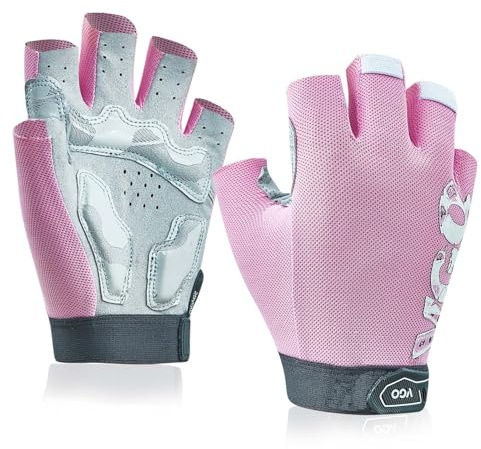 Vgo... 1 Paire de Gants Fitness et Cyclisme Homme Femme - Doigts Coupés, Amorti Anti-Chocs, Prise Antidérapante pour Haltérophilie, Cyclisme & Cross-Training (SL2520,rose,M)