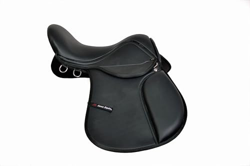 Synthetic Leather General Purpose Horse Saddle Deep Padded 17 Inch Seat Lightweight Comfortable Black