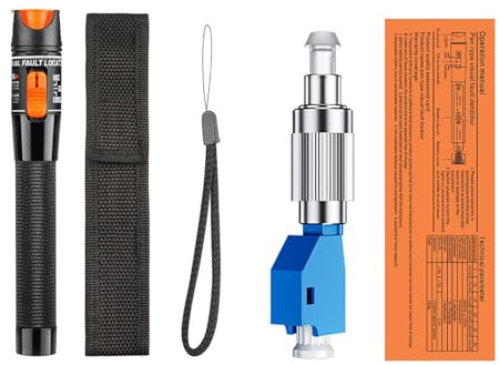 Fibre Optic Red Light Pen 30KM 30MW Tester with FC Male to LC Female Adapter 650nm Visual Fault Locator for Break Detection Universal Connector Compatible Shockproof Housing