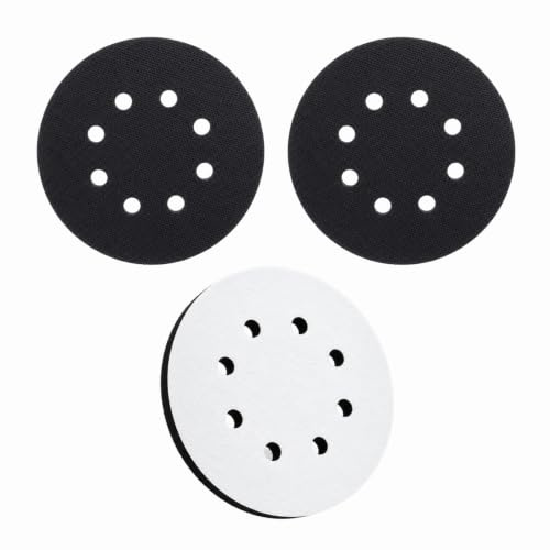 3 Pièces Interface 125mm en Mousse Souple, Tampon Interface 125mm à 8 Trous, Disque Mousse pour Ponceuse Rotative 125 mm, Interface Ponceuse pour Disques de Ponçage et Polissage