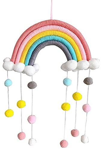 Arazzo da parete con arcobaleno nordico, arazzo decorativo da parete intrecciato a mano, per dormitorio, appartamento, soggiorno, camera da letto, decorazione sfondo (colore