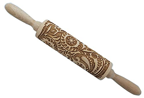 MIZORLIE 14.9 Paisley Engraved Embossed Rolling Pin