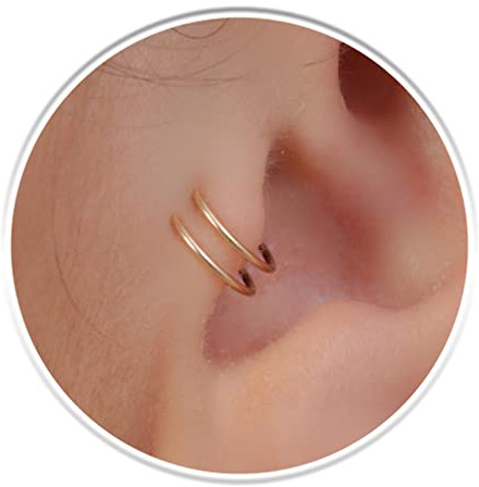 Double Tragus Hoop Ring One Piercing - Gold Filled Tragus Spiral Hoop - 20 Gauge Cartilage Loop Twist - Body Jewelry Rings For Women Men