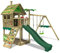 FATMOOSE Spielturm Klettergerüst JungleJumbo Joy mit Schaukel & grüner Rutsche, Outdoor Kinder Kletterturm mit Sandkasten Leiter & Spiel-Zubehör für den Garten