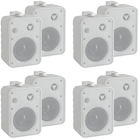 McGrey One Control WH MKIII Altavoces 4 Pares - Cajas Compactas para Instalación, Estudio o Aplicación HiFi - 10 Vatios RMS - Woofer 4, Tweeter 0,5 - Incluye Soportes de Montaje para Pared - Blanco