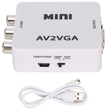 480P Mini Composite Av Till Vga Adapter TV Sett Top Box Ljud Video Converter Av2vga Fonon Till Svga Converter Rg B Din Vga Komposit Video Adapter Koaxial Av och Ljudlåda