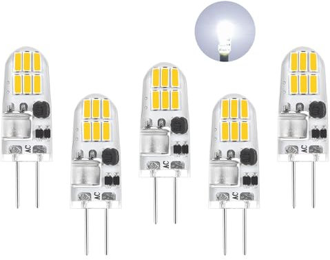 Lot de 5 ampoules LED G4 12 V AC/DC blanc froid 6000 K 160 lm Ampoule LED G4 Pas de scintillement 1,5 W Remplace les ampoules halogènes 15 W Petites lampes LED à culot à broches pour hotte aspirante