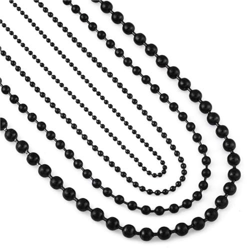 NihaoWXM Catena a Sfere in Acciaio Inossidabile Nero da 1,5 mm-5 mm for Collana con Ciondolo Impermeabile Bead Chain(30 inches/76cm,Width 1.5MM)
