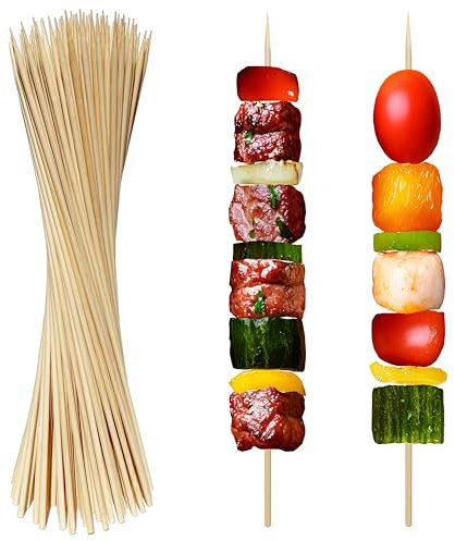XMZY Bamboo Skewers 10 Inch Wooden Skewers Sticks for Grilling, BBQ, Shish Kabob, Fruit, Yakitori. More Size Choices 8/12, 100 PCS (10inch X Φ3mm)