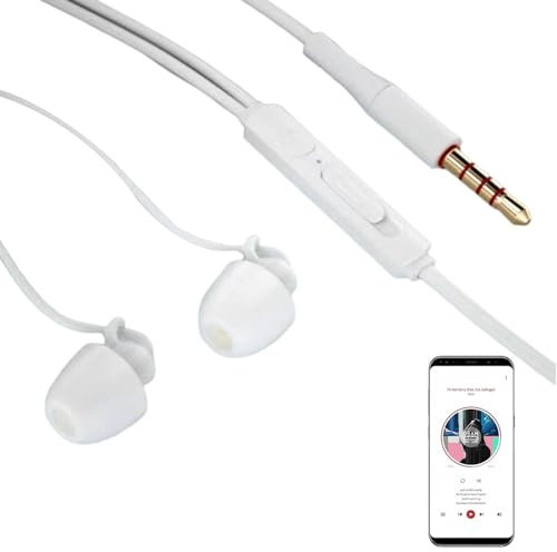 Yiohejy Auriculares para dormir con cable, aislamiento de ruido, auriculares ligeros con cable, auriculares intrauditivos de 3.5 mm con cancelación de ruido con micrófono y control de volumen para