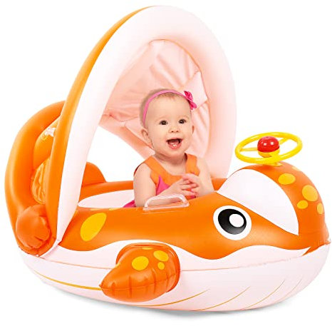 Peradix Baby Ciambella da Nuoto con Protezione Solare, Salvagente per Bambini Piccoli 9-36 Mesi