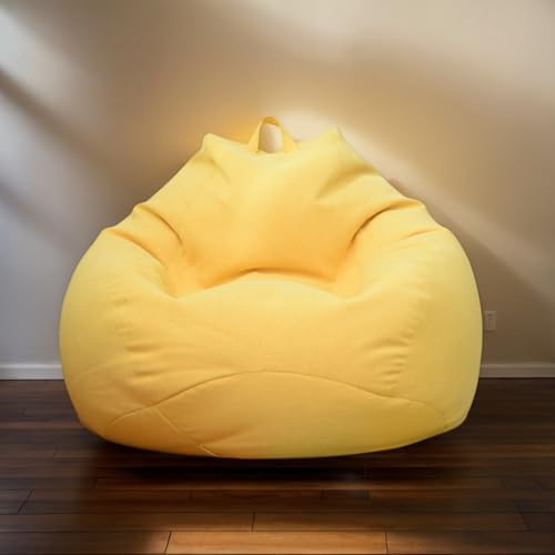 Klassisk säcksäcksoffa, säcksäckstolar säcksäck ingår golvkuddar lazy soffa sammet enfärgad massiva säcksäckar stretch tvättbar(Yellow,80 * 90cm)