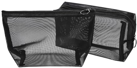 LOORGVEL 2 pièces Trousse Toilette Noire Maille Transparente Grand Format pour Hommes Organisateur Maquillage et Hygiène Voyage Fermeture Éclair Robuste Rangement Cosmétique et Articles de