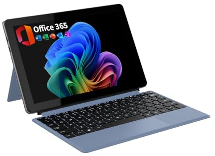 2-in-1 Laptop/Tablet (2026), Windows 11 PC with Magnetic Keyboard, 1-Year Office 365, 10.1 FHD IPS Touchscreen, 8GB RAM 256GB SSD, 6500Y Processor, USB-C, 2 Stereo Speakers for Home Office Students