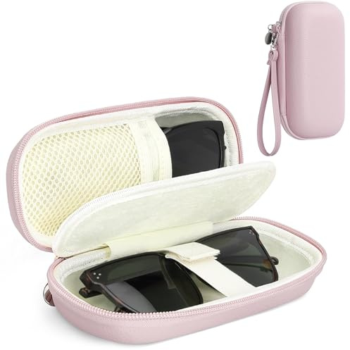 Linpr Estuche Rígido de Viaje para Gafas Doble con Cremallera, Púrpura