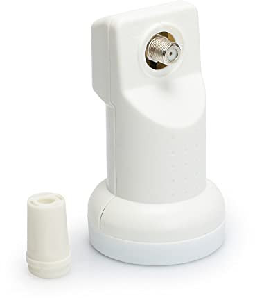 RED OPTICUM Robust singel LNB I Värme- och kalltålig digital LNB 1 -vägs med endast 0,1 dB brusfigur och LNB väderskydd I Full HD - 3D - UHD - 4K Ready I Satellite LNB för 1 deltagare vit