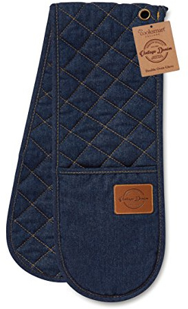 Cooksmart Double Oven Gloves, Oxford Denim Design