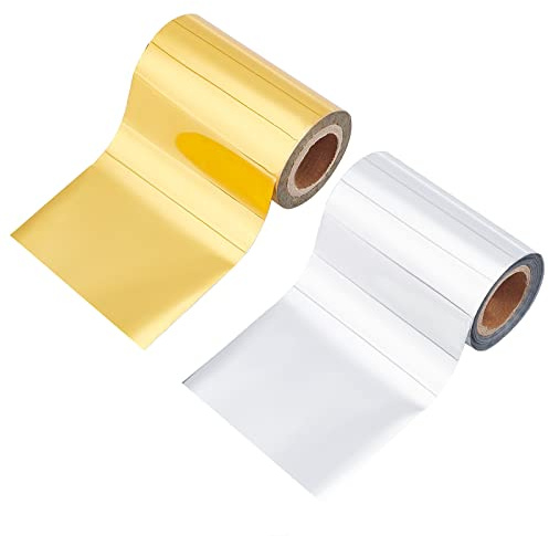 SUPERFINDINGS 2 Colors Hot Foil Stamping Paper 66Ftx3.15in Heat Transfer Foil Paper Metallic Golden Silver for Foil Quill/Heat Foil Pen DIY Craft Embossing Scrapbooking Cards