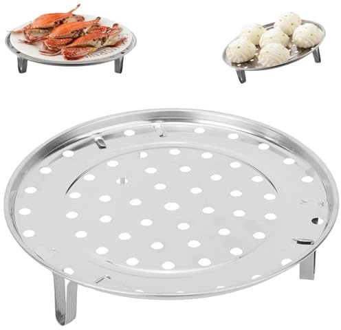Gemüsedämpfer Dünsteinsatz, Edelstahl Dampfhalter mit Stützfüßen und Loch, Dampfgareinsatz für Töpfe Pfannen Crock-Töpfe Schnellkochtopf, 20 cm Dampfgarer für Fisch Gemüse Eier Fleisch Desserts