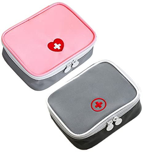 Medikament Tasche Tragbare Mini Erste-Hilfe Sets Kleine Erste Hilfe Tasche Medizinische Notfalltasche Leer,Tragbare Mini Reisen Notfalltasche,für Zuhause,Reisen und Camping Leere Packung 2 Stück