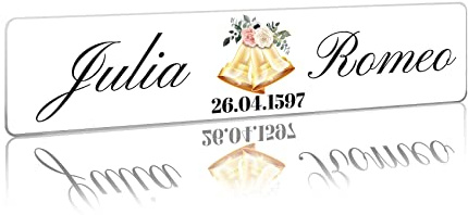 Finest Folia Matrícula de Boda Personalizada – Pegatina o Cartel para Coche con Nombre de los Novios y Fecha – decoración de Coche de Boda con diseño Propio (03 Campanas, Inserto de plástico)