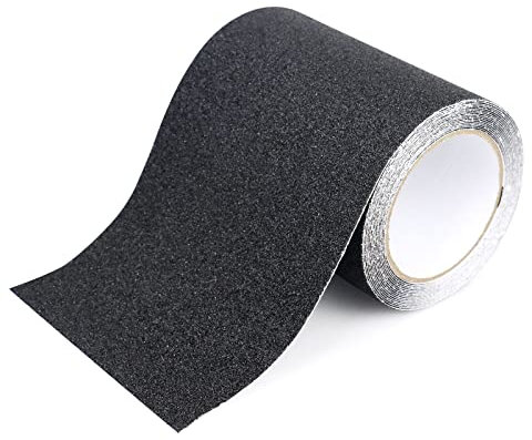 Nastro Antiscivolo, Nastro Antiscivolo Nero 15 cm 5 m, per Scale, Gradini, Pavimenti, Nastro Antiscivolo Solido, Autoadesivo, BOMEI PACK
