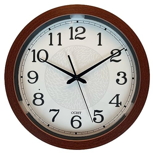 OCEST Große Außen- und Innenuhr, wasserdichte Wanduhr mit Thermometer, wetterbeständig, Nicht tickend, batteriebetrieben, dekorative Uhr für Terrasse, Pool, Lanai, Badezimmer (40 cm)