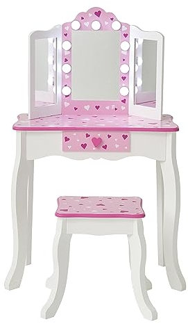 Teamson Kids - Sweethearts Print Gisele Medium Vanity - White/Pink