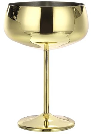sourcing map Copas de Cóctel de Acero Inoxidable para Martini 1 Unidad 450 ml/16 OZ Irrompibles a Prueba de Roturas Copa de Vino Tinto de Metal para Bodas Fiestas Regalo Dorado